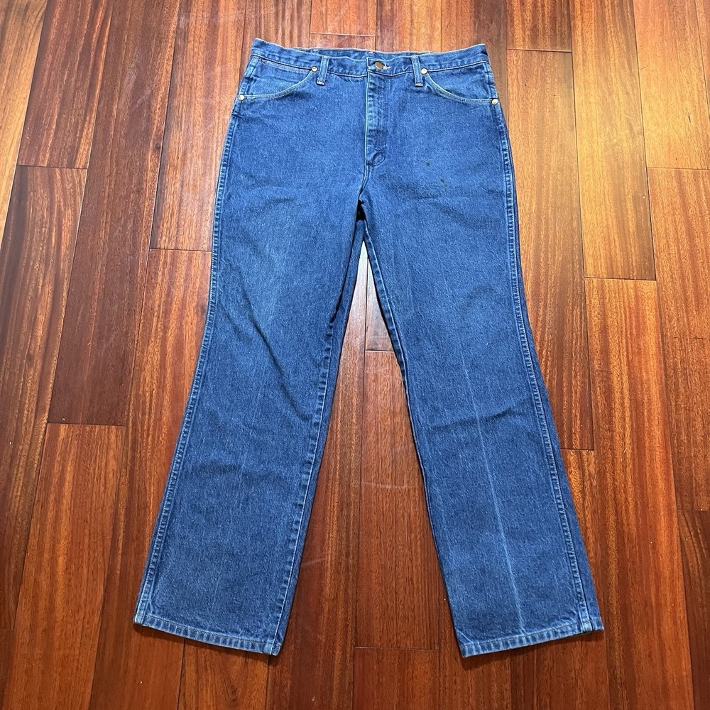 Vintage Wrangler Jeans Mens 35x30 Blue Dark Wash Workwear 936DEN 80s 90s USA *